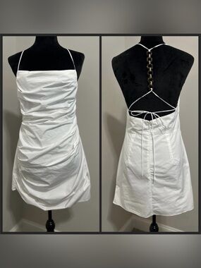 Amanda Uprichard White Ruched Sheath Dress for Weddings